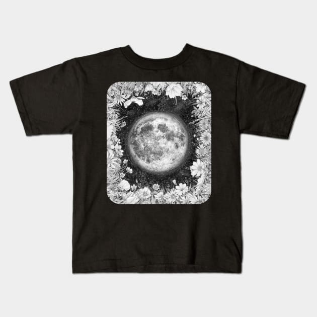 Midnight Moon in the Garden Kids T-Shirt by ECMazur